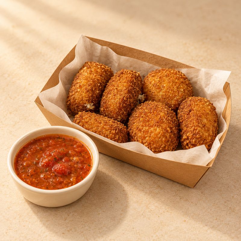 Mac & cheese bites with marinara, a Big Batch catering appetizer